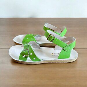 Salt Water Big Girls 3 Women's 5 Sweetheart Lime Sandals Leather Flats NEW
